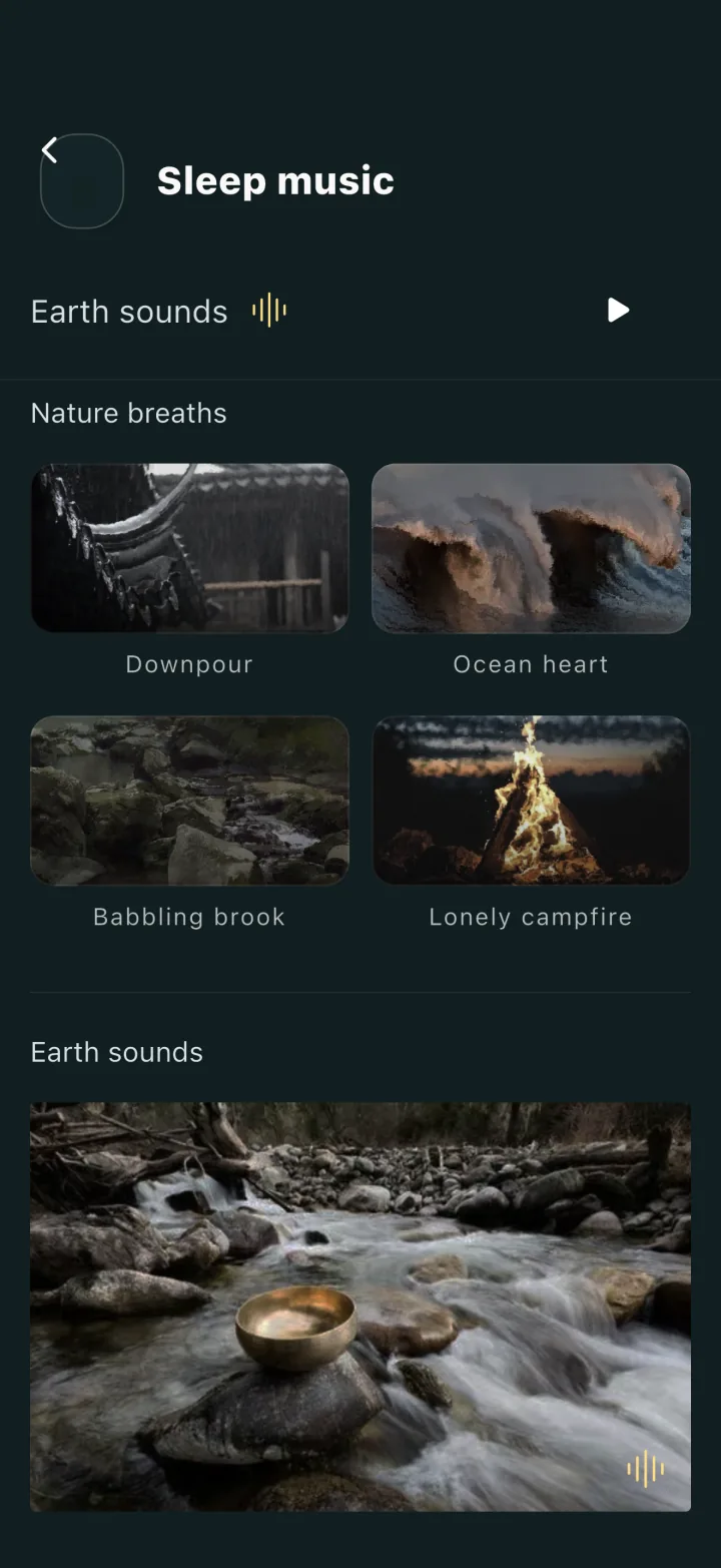 Restful App sound selection interface; in-App screenshot, not a playable web sample.